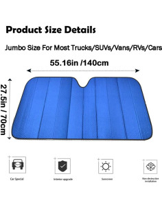 Parasoles Plegables Big Ant para Parabrisas - Jumbo Azul 139.7x69.8 cm 2