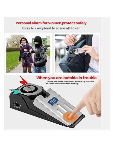 Alarma de Tope de Puerta ZZRUI 2 Paquete 120dB Portátil