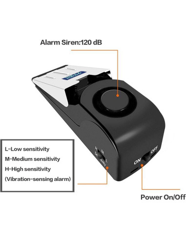 Alarma de Tope de Puerta ZZRUI 2 Paquete 120dB Portátil