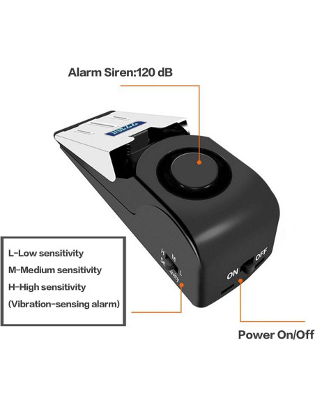 Alarma de Tope de Puerta ZZRUI 2 Paquete 120dB Portátil