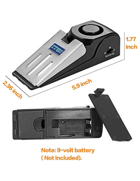 Alarma de Tope de Puerta ZZRUI 2 Paquete 120dB Portátil