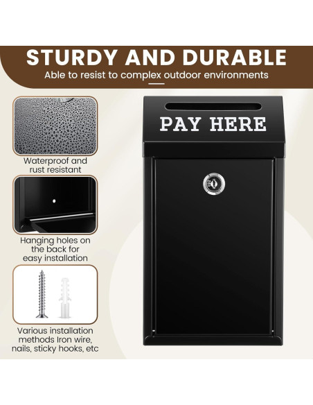 Caja de Dinero Segura Metal Yaocom 25.9x14.5x7.1cm con Cerradura