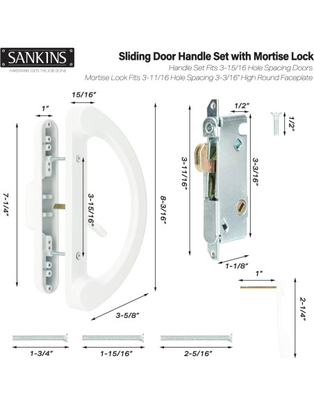 Juego de Tirador de Puerta Corredera SANKINS con Cerradura Mortaja
