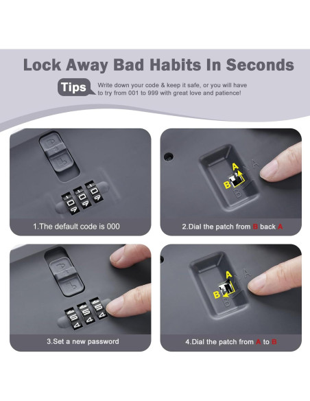 Caja de Almacenamiento Cerrable chefeggukk 23.5x12.8 cm Gris