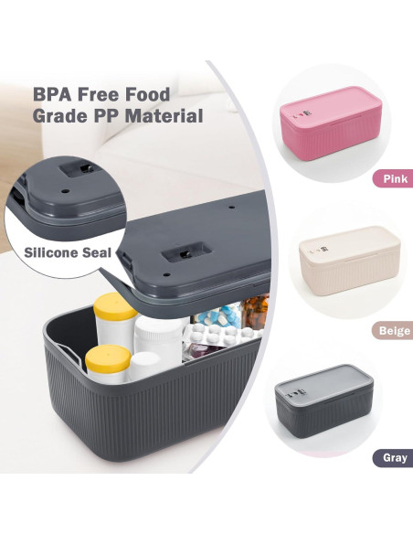 Caja de Almacenamiento Cerrable chefeggukk 23.5x12.8 cm Gris