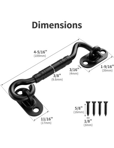 Pestillo de puerta deslizante SANKEYTEW 10.8 cm acero inoxidable negro