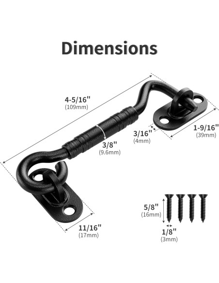 Pestillo de puerta deslizante SANKEYTEW 10.8 cm acero inoxidable negro