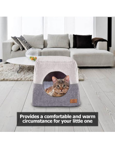 Cama para Gatos Ownpets 3 en 1 Plegable Suave Gris 2