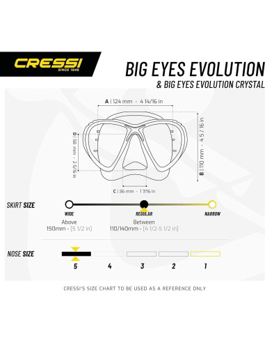 Cressi Máscara de Buceo Big Eyes Evolution Crystal - Unisex