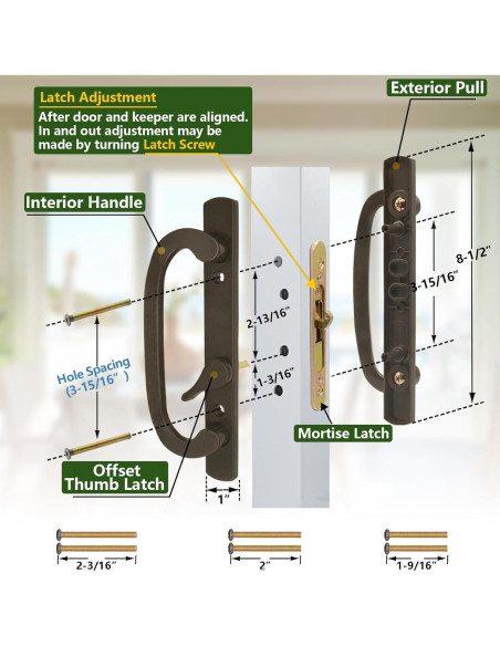 Juego de Manijas de Puerta Deslizante Eockatoo con Cerradura Negra