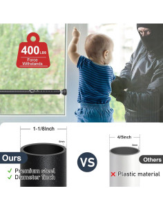 Barra de Seguridad Ajustable USDeikour para Puertas y Ventanas 2