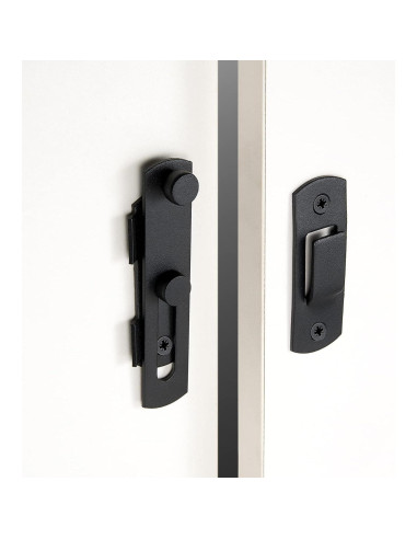 2 Pestillos de Puerta de Granja INIRET Acero Inoxidable Negro Mate