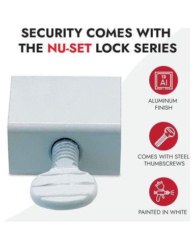 Bloqueo de Ventana Deslizante NU-SET con Tornillo de Pulgar - Paquete de 10