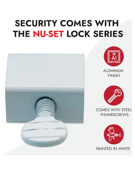 Bloqueo de Ventana Deslizante NU-SET con Tornillo de Pulgar - Paquete de 10
