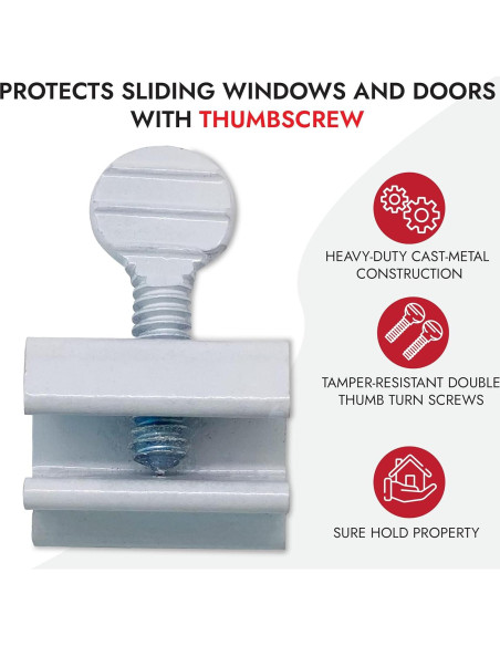 Bloqueo de Ventana Deslizante NU-SET con Tornillo de Pulgar - Paquete de 10
