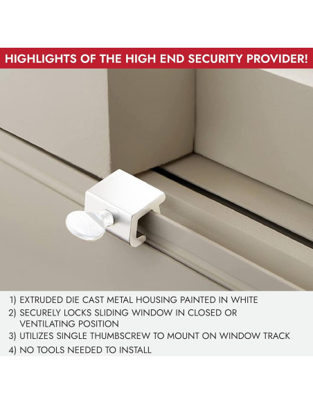 Bloqueo de Ventana Deslizante NU-SET con Tornillo de Pulgar - Paquete de 10