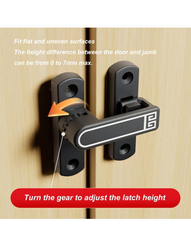 Cerradura de Pestillo Ajustable ETEKJOY para Puertas 90/180