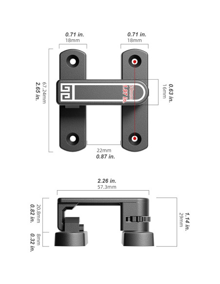 Cerradura de Pestillo Ajustable ETEKJOY para Puertas 90/180