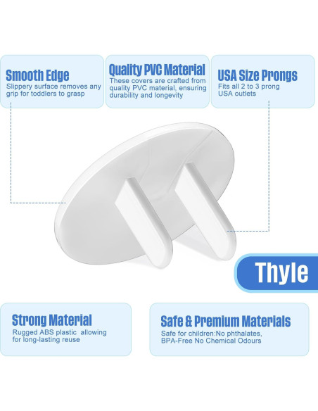 Cubiertas de Enchufes a Prueba de Niños Thyle 200 Pcs Blancas