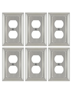 Placa de Pared Metal Dyekou Enchufe Dúplex Níquel Satinado 6 Unidades