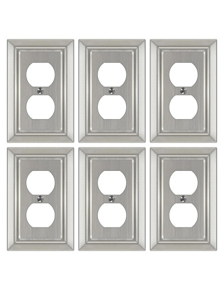Placa de Pared Metal Dyekou Enchufe Dúplex Níquel Satinado 6 Unidades