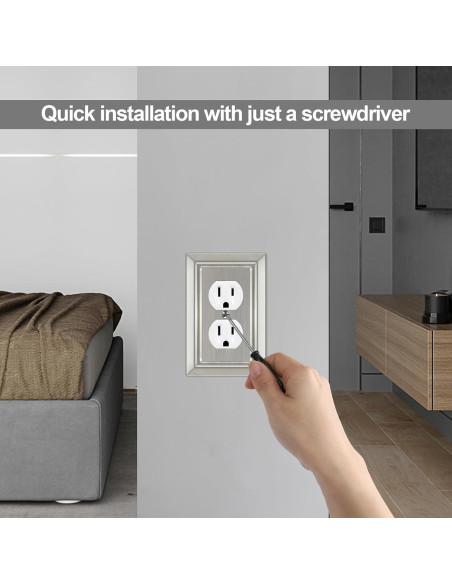 Placa de Pared Metal Dyekou Enchufe Dúplex Níquel Satinado 6 Unidades