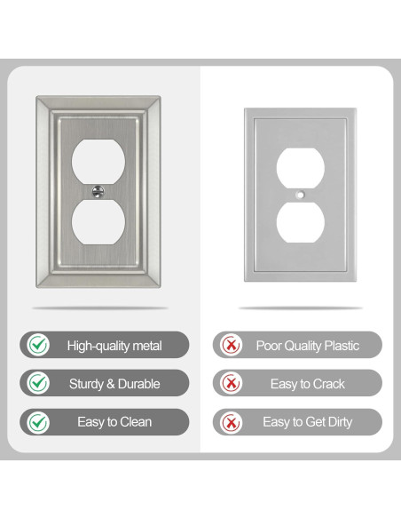 Placa de Pared Metal Dyekou Enchufe Dúplex Níquel Satinado 6 Unidades