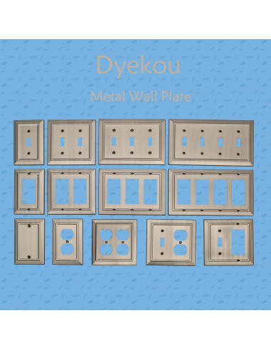 Placa de Pared Metal Dyekou Enchufe Dúplex Níquel Satinado 6 Unidades