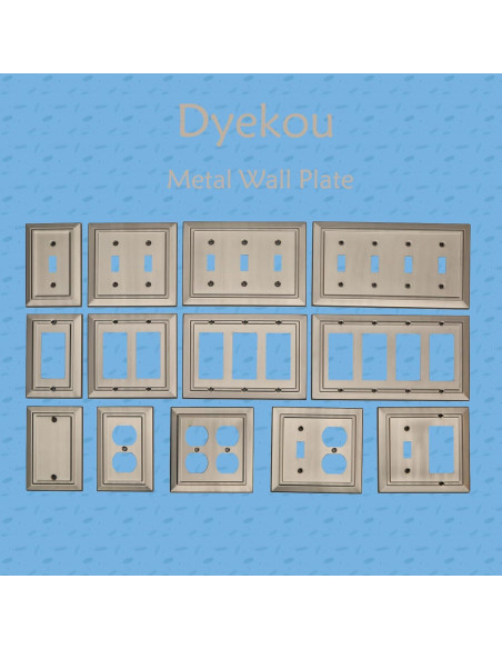 Placa de Pared Metal Dyekou Enchufe Dúplex Níquel Satinado 6 Unidades