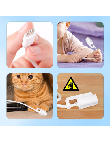 10 Cubiertas de Cable USB para Bebés - Protector PP Blanco