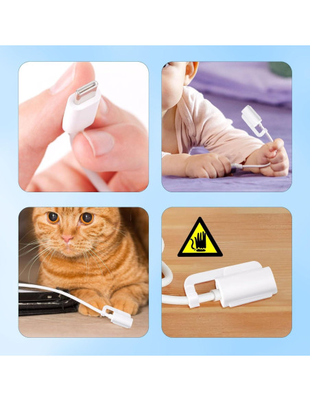 10 Cubiertas de Cable USB para Bebés - Protector PP Blanco