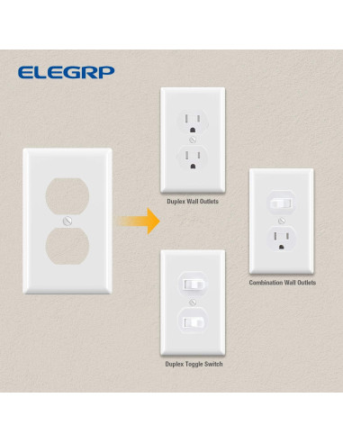 Cubiertas de Enchufe Dúplex ELEGRP 10 Paquete Policarbonato Blanco