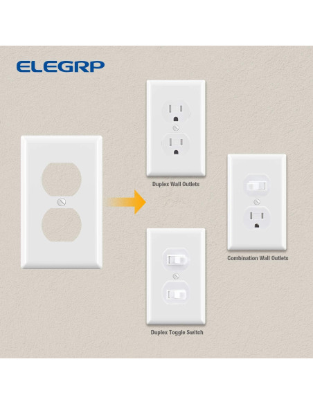 Cubiertas de Enchufe Dúplex ELEGRP 10 Paquete Policarbonato Blanco