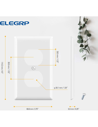 Cubiertas de Enchufe Dúplex ELEGRP 10 Paquete Policarbonato Blanco