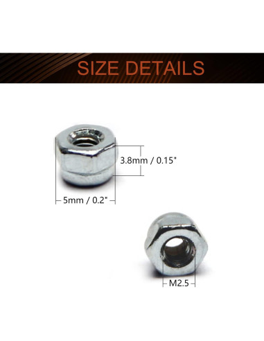Tuercas de Bloqueo Hexagonales MroMax M2.5 x 0.45mm - 20 Pcs
