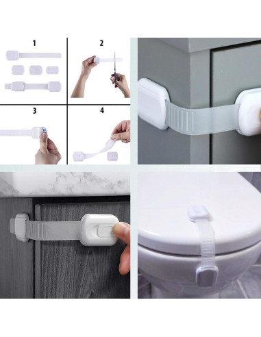 Bloqueos de Gabinete para Bebés 6 Piezas Correas Ajustables