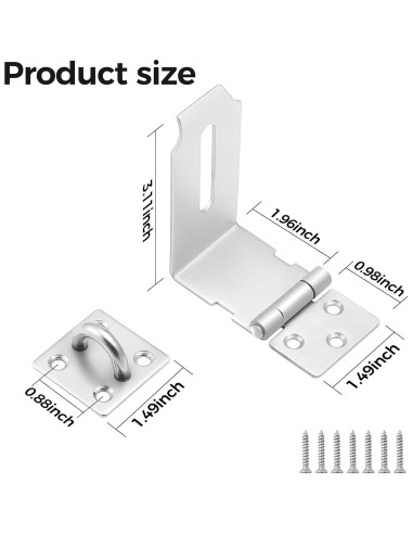 Cerradura de Hasp GEMASP 5 cm Acero Inoxidable 2 Piezas