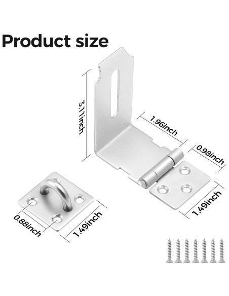 Cerradura de Hasp GEMASP 5 cm Acero Inoxidable 2 Piezas