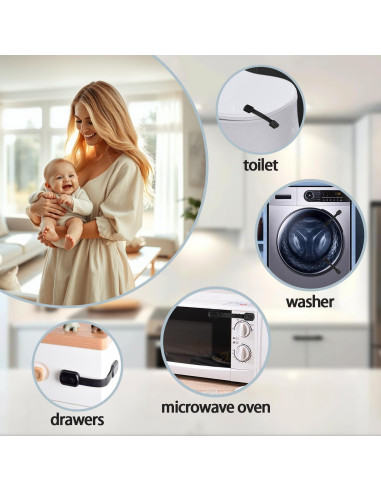 Bloqueos de Gabinete para Bebés 6 Piezas Correas Ajustables