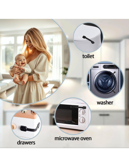 Bloqueos de Gabinete para Bebés 6 Piezas Correas Ajustables