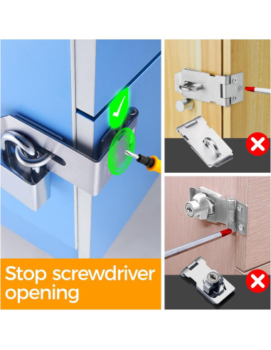 Cerradura de Hasp GEMASP 5 cm Acero Inoxidable 2 Piezas