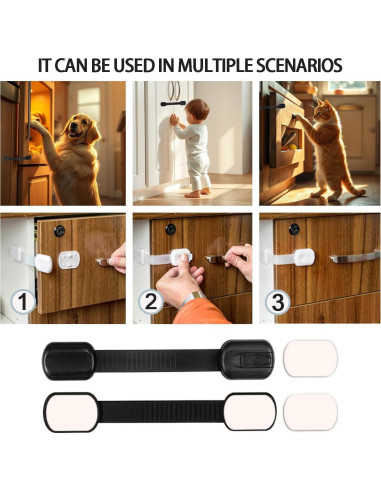 Bloqueos de Gabinete para Bebés 6 Piezas Correas Ajustables