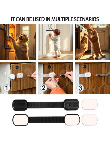 Bloqueos de Gabinete para Bebés 6 Piezas Correas Ajustables