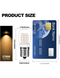 Bombilla E17 3W LED para Microondas Whirlpool 2700K 4 Paquetes 2