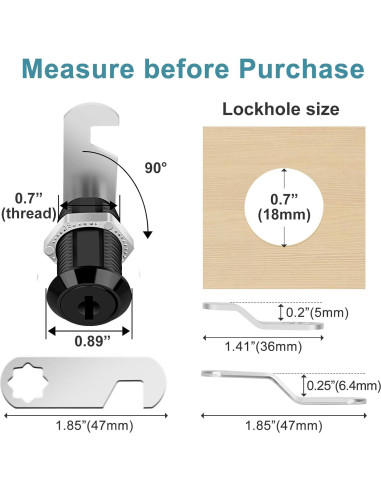 Cerradura Cam de Gabinete Negra Pertinel 1-1/8" 5 Piezas