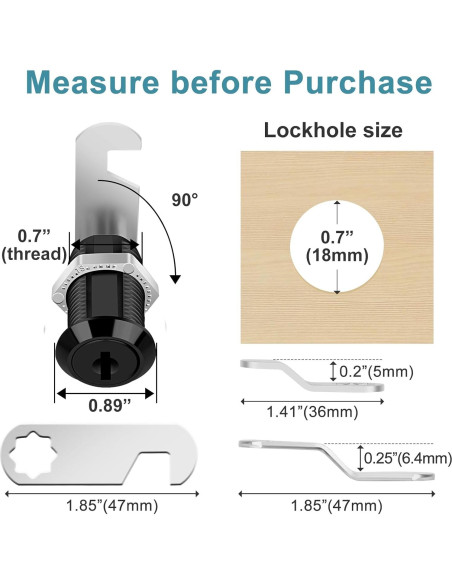 Cerradura Cam de Gabinete Negra Pertinel 1-1/8" 5 Piezas