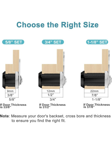 Cerradura Cam de Gabinete Negra Pertinel 1-1/8" 5 Piezas