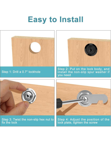 Cerradura Cam de Gabinete Negra Pertinel 1-1/8" 5 Piezas