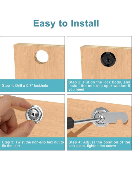 Cerradura Cam de Gabinete Negra Pertinel 1-1/8" 5 Piezas