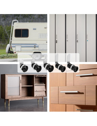 Cerradura Cam de Gabinete Negra Pertinel 1-1/8" 5 Piezas